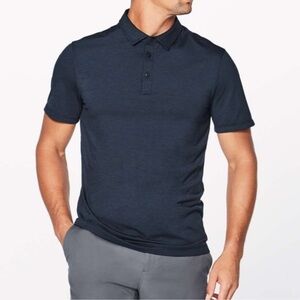 Lululemon Evolution Polo Navy Short Sleeve Preppy Moisture Wicking-Medium